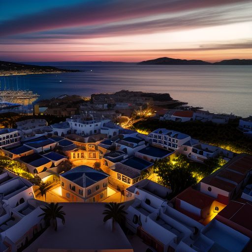 beautiful buildings night view in ibiza