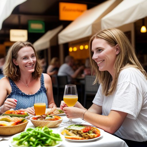 two ladies having lunch in ibiza