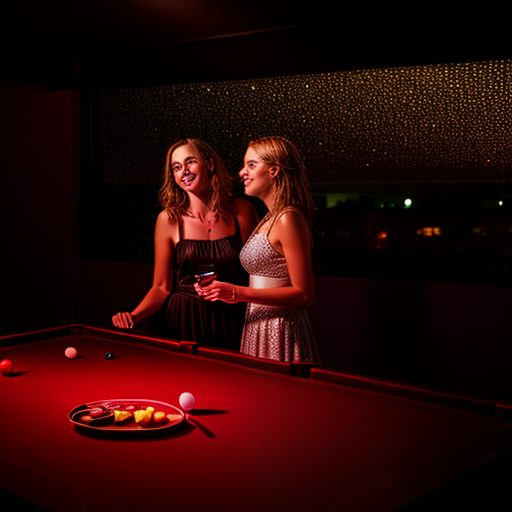 two girls standing near snooker table ibiza